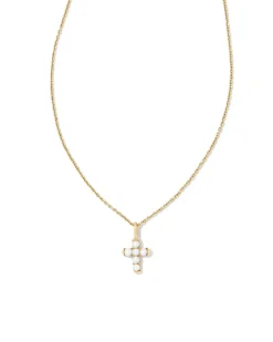 Pearl 14k Yellow Gold Cross Pendant Necklace in Freshwater Cultured Pearl
