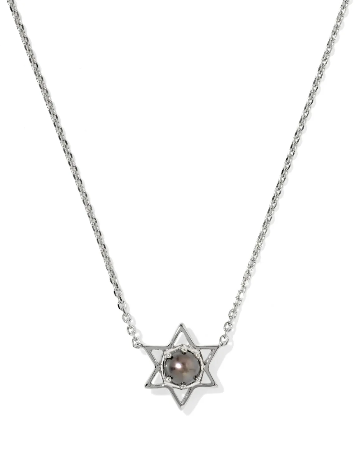 Pearl Star of David Sterling Silver Short Pendant Necklace