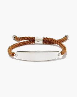 Robert Oxidized Sterling Silver Corded Bracelet in Dark Orange Leather