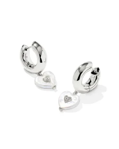 Sasha Heart Silver Huggie Earrings