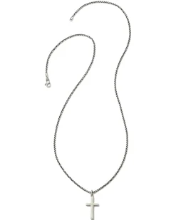 Small Cross Charm Necklace in Oxidized Sterling Silver