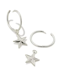Small Star Huggie Earrings in Sterling Silver