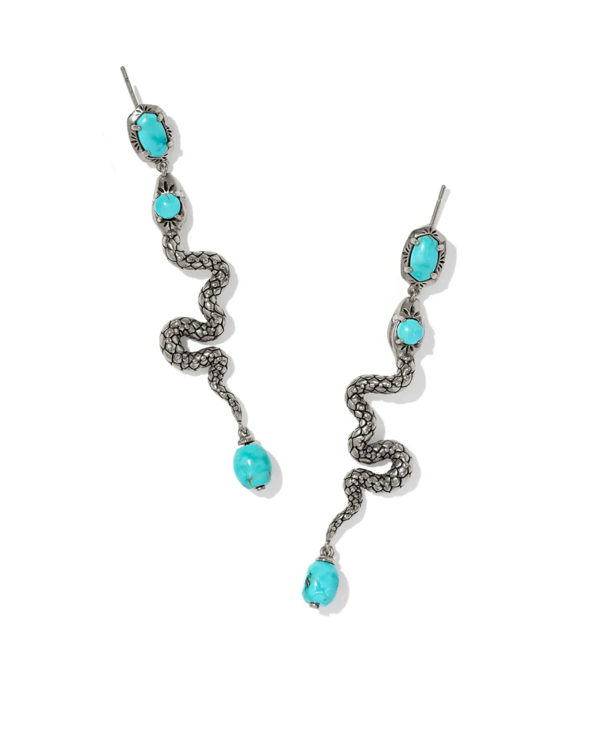 Snake Vintage Silver Linear Earrings