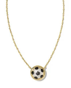 Soccer Gold Short Pendant Necklace in Ivory Mother-of-Pearl