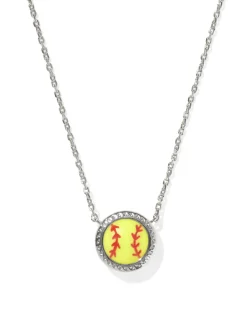 Softball Silver Short Pendant Necklace