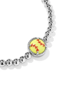 Softball Silver Stretch Bracelet