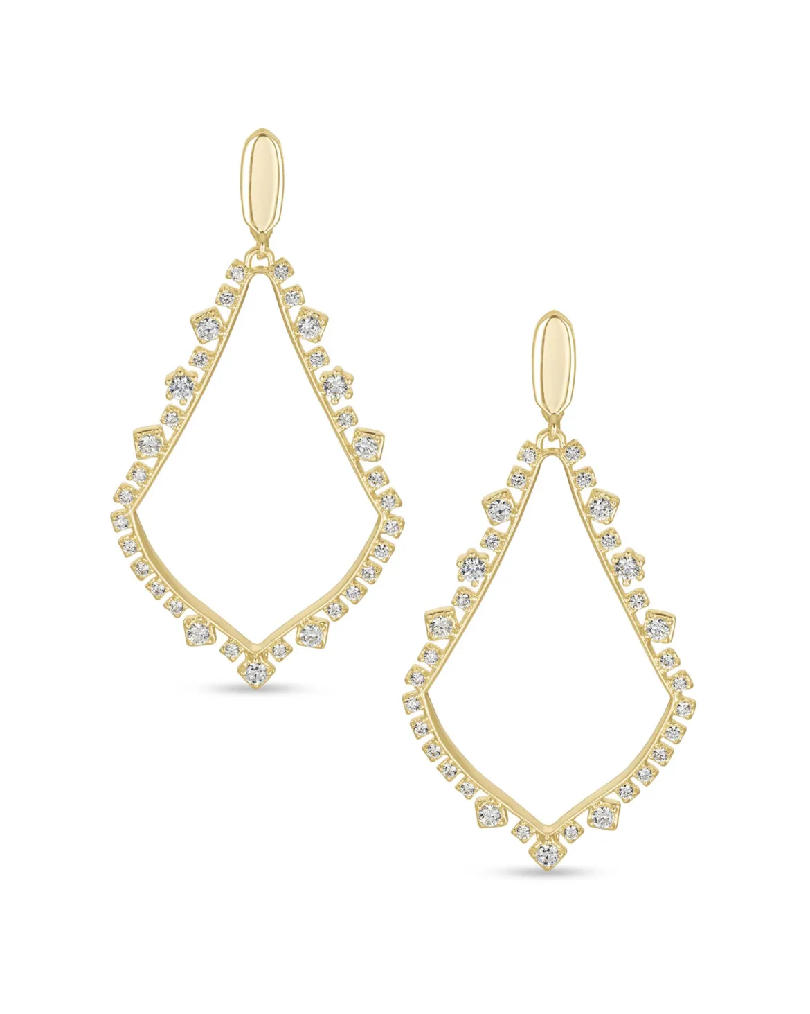 Sophee Crystal Clip-On Drop Earrings in Gold