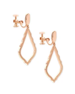 Sophia Clip-On Drop Earrings in Rose Gold