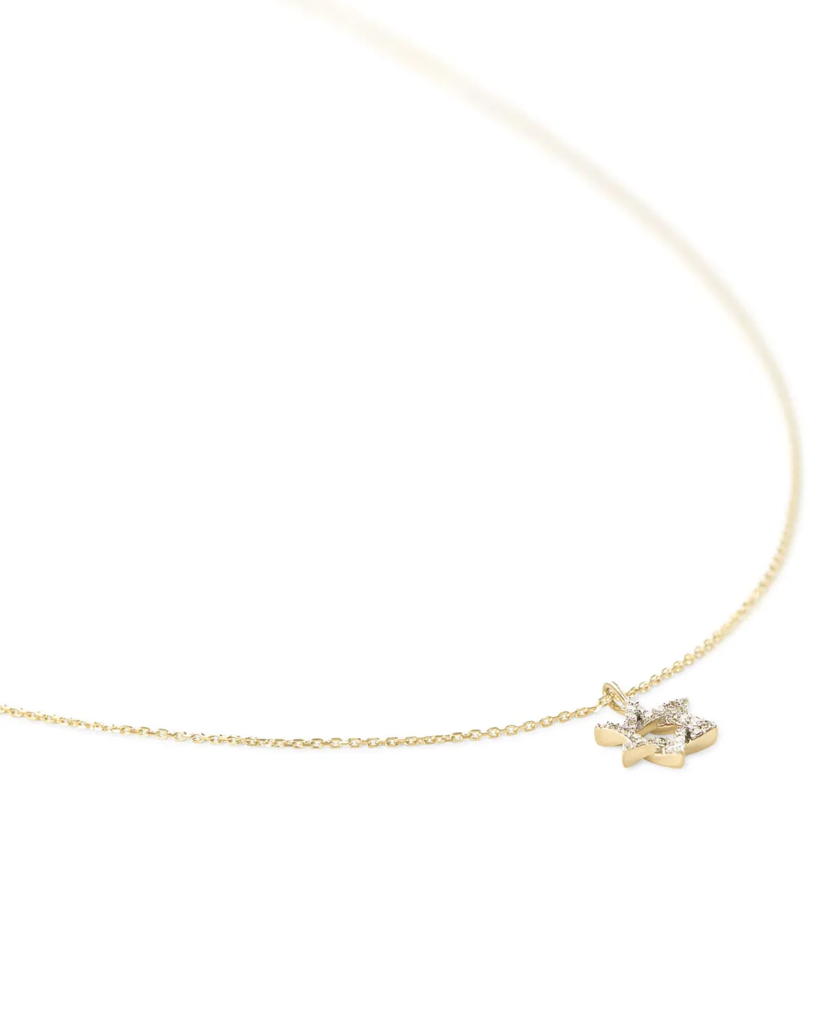 Star of David 14k Yellow Gold Pendant Necklace in White Diamonds