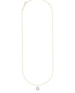 Star of David 14k Yellow Gold Pendant Necklace in White Diamonds