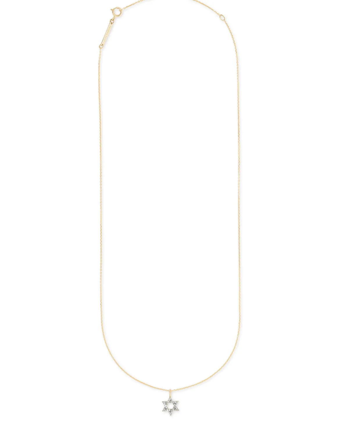 Star of David 14k Yellow Gold Pendant Necklace in White Diamonds