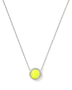 Tennis Silver Short Pendant Necklace in Chartreuse Magnesite
