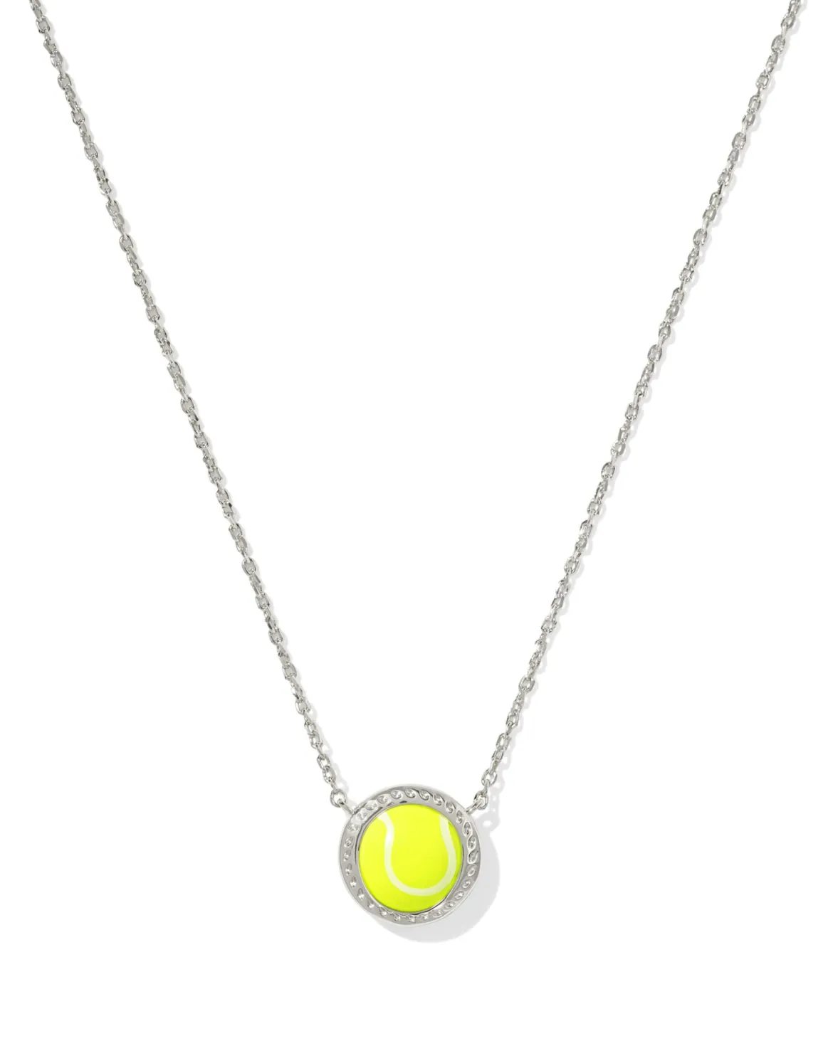 Tennis Silver Short Pendant Necklace in Chartreuse Magnesite
