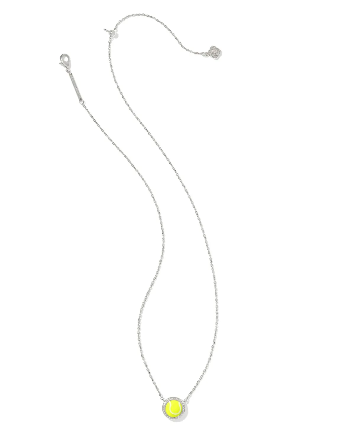 Tennis Silver Short Pendant Necklace in Chartreuse Magnesite