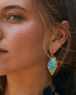 Tessa Vintage Gold Etch Frame Drop Earrings