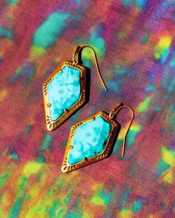 Tessa Vintage Gold Etch Frame Drop Earrings