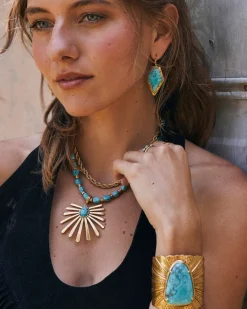 Tessa Vintage Gold Etch Frame Drop Earrings