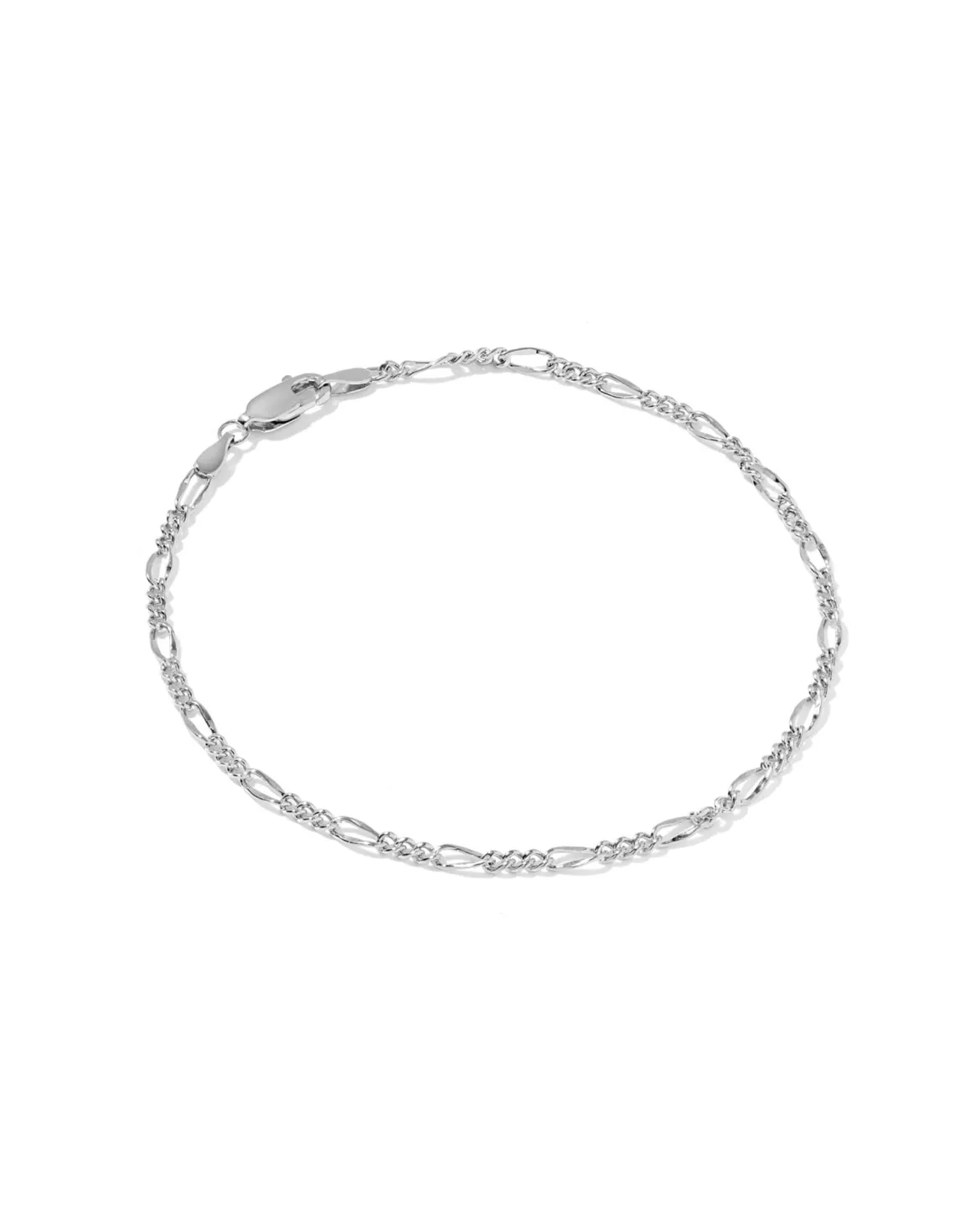 Thin Figaro Oxidized Sterling Silver Chain Bracelet