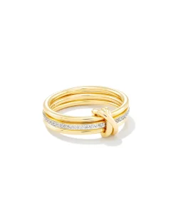 Tia 18k Gold Vermeil Band Ring in White Sapphire