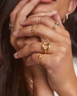 Tia 18k Gold Vermeil Band Ring in White Sapphire