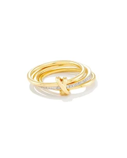 Tia 18k Gold Vermeil Band Ring in White Sapphire