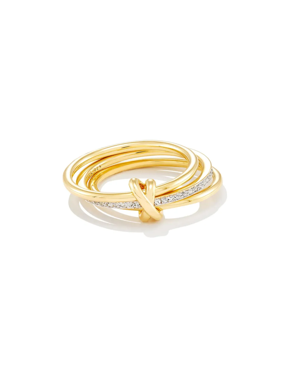 Tia 18k Gold Vermeil Band Ring in White Sapphire