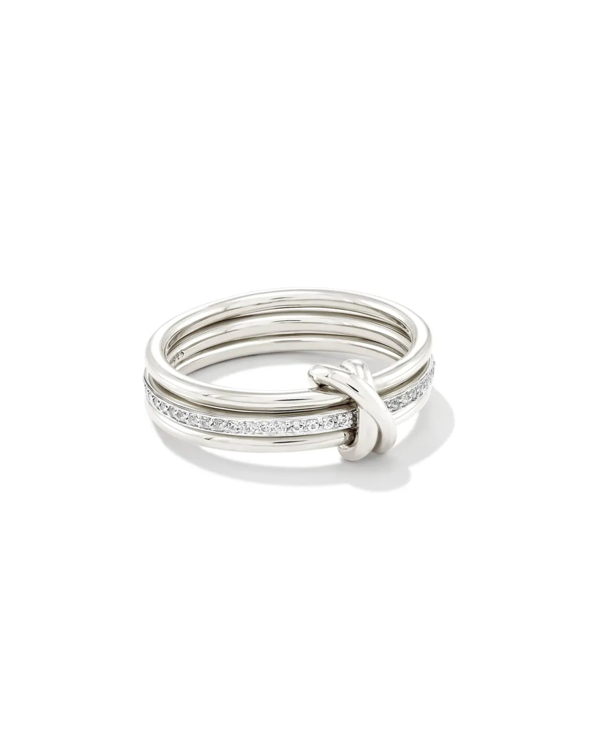 Tia Sterling Silver Band Ring in White Sapphire