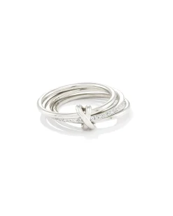 Tia Sterling Silver Band Ring in White Sapphire
