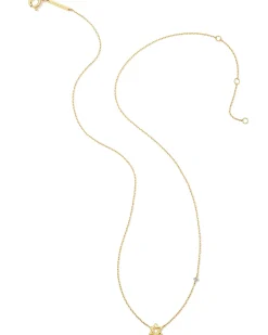 Tiny Star of David 14k Yellow Gold Pendant Necklace in White Diamond
