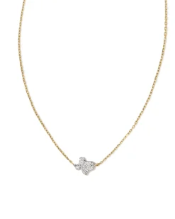 Tiny Texas 14k Yellow Gold Pendant Necklace in White Diamond