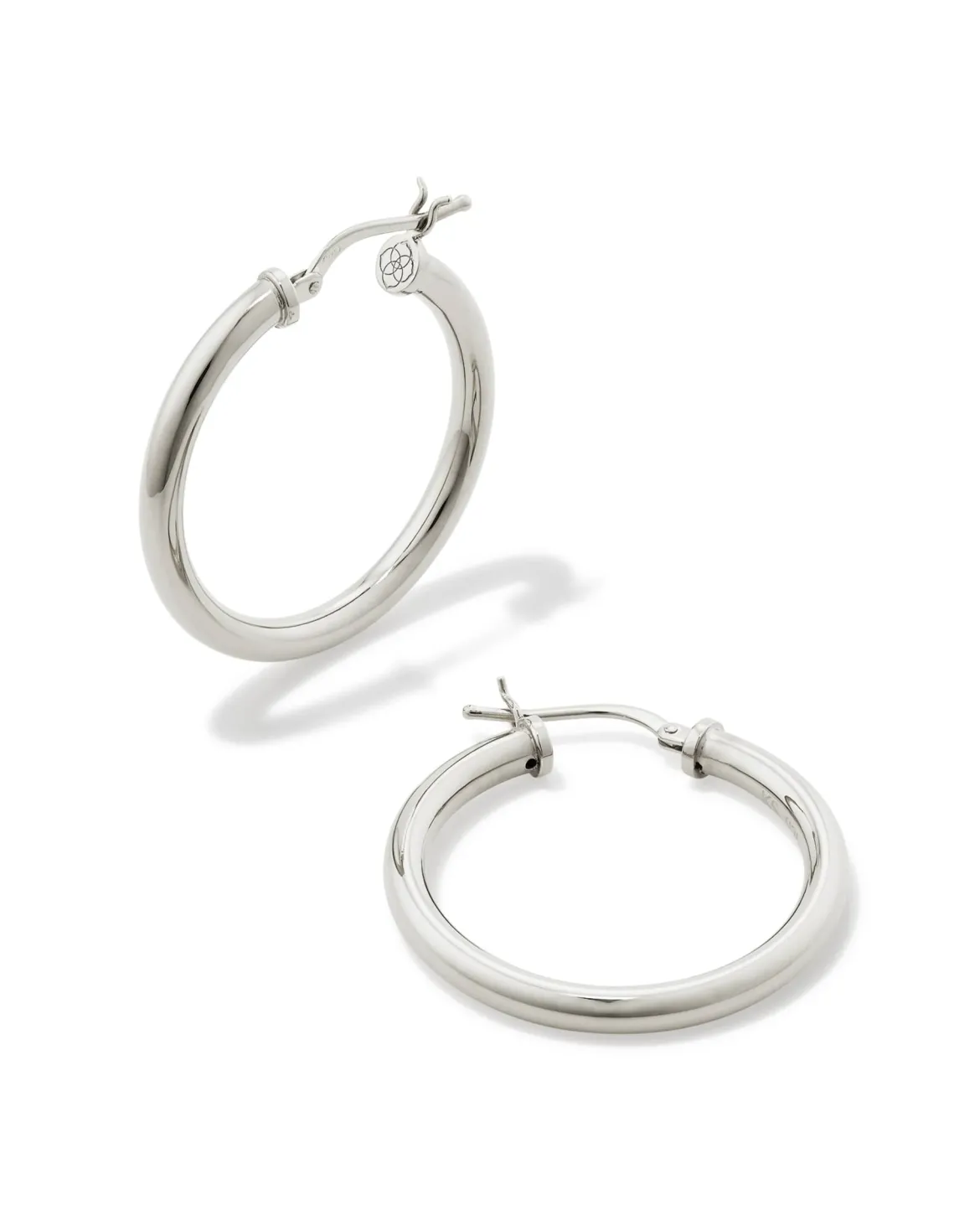 Tube Medium 30mm Hoop Earrings in Sterling Silver
