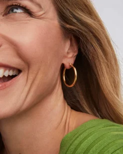 Tube Medium 30mm Hoop Earrings in 18k Gold Vermeil
