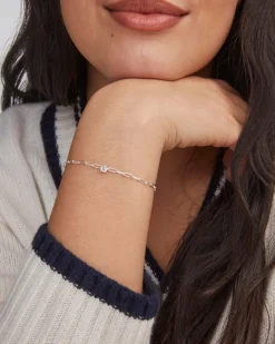 Virginia Sterling Silver Paperclip Bracelet in White Topaz