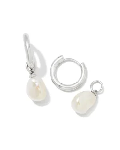 Willa Silver Pearl Huggie Earrings in Freshwater Cultured Pearl
